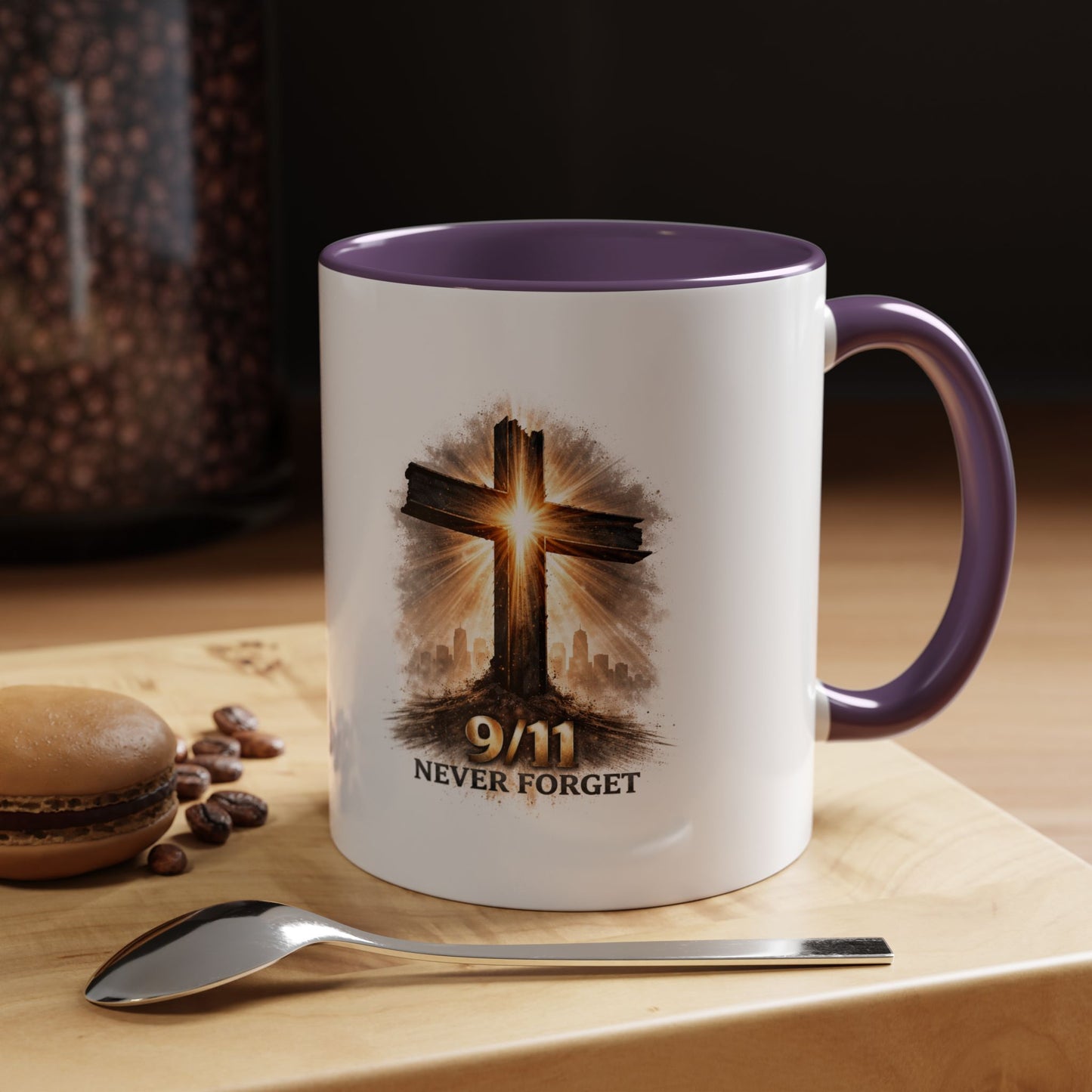 9/11 Never Forget Coffee Mug — Religious Memorial Accent Mug