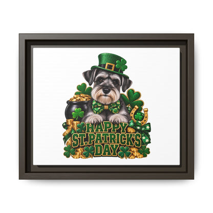 Happy St. Patrick’s Day Schnauzer Framed Canvas