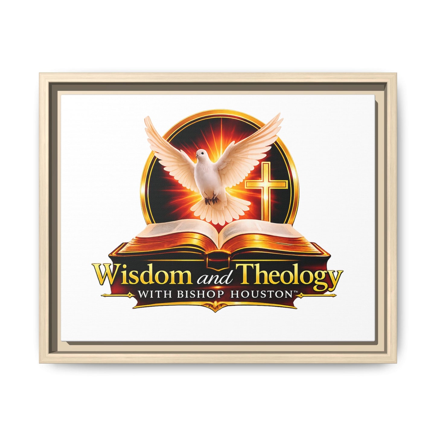 Framed Canvas Print — "Wisdom and Theology" Dove & Bible Wall Art