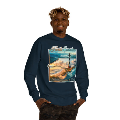 North Carolina Lighthouse Sweatshirt — From Mountains to Coast Scenic Crewneck