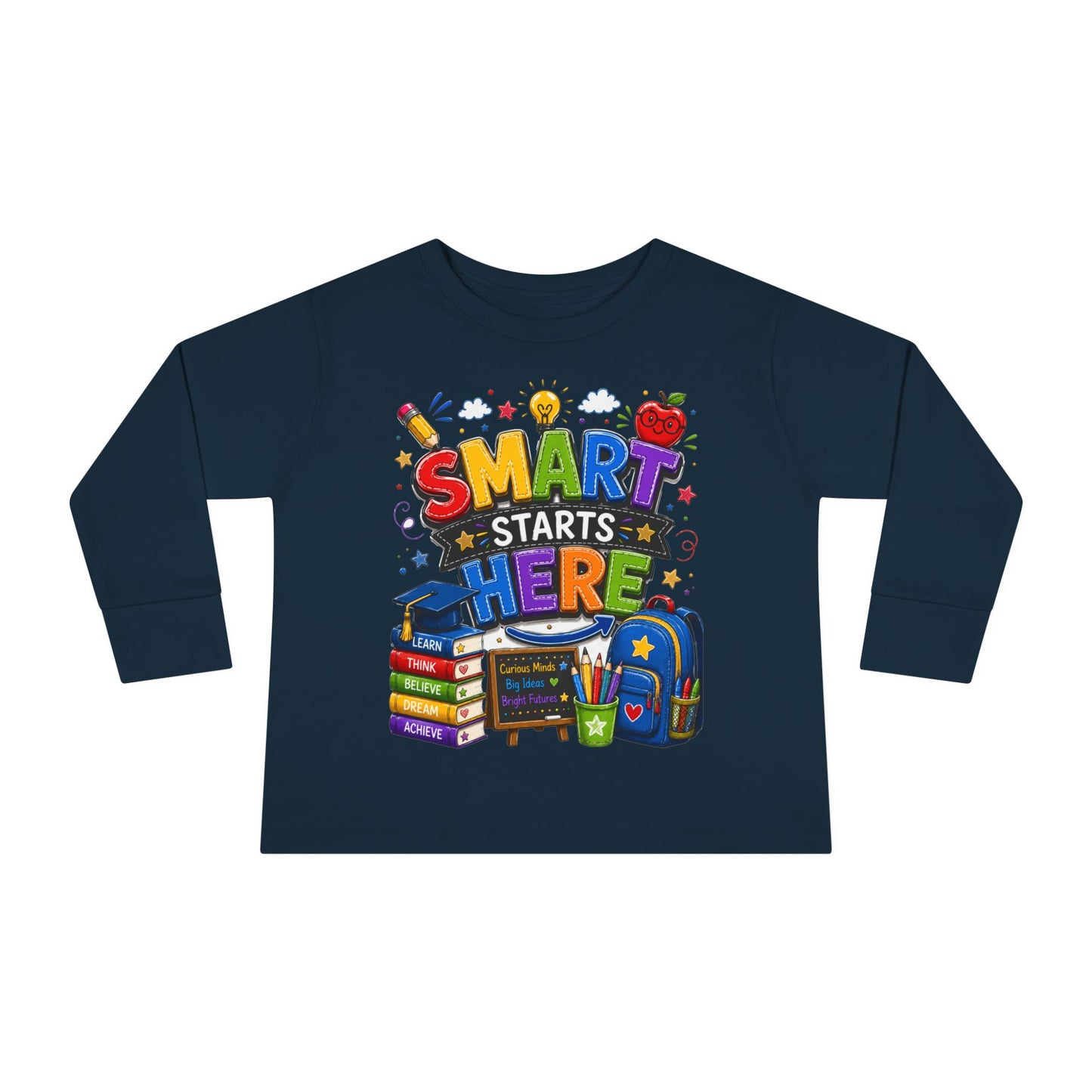 Smart Starts Here Toddler Long Sleeve Tee — Back-to-School Kids Shirt