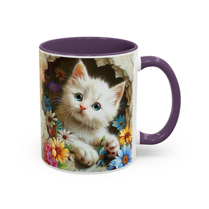 Cute Kitten Floral Accent Coffee Mug (11/15oz)