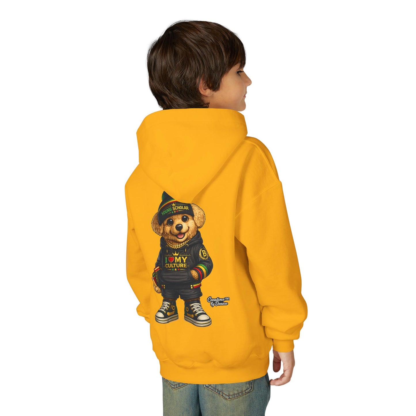 Kids Teddy Bear Hoodie — 'I Love My Culture' Streetwear Youth Sweatshirt