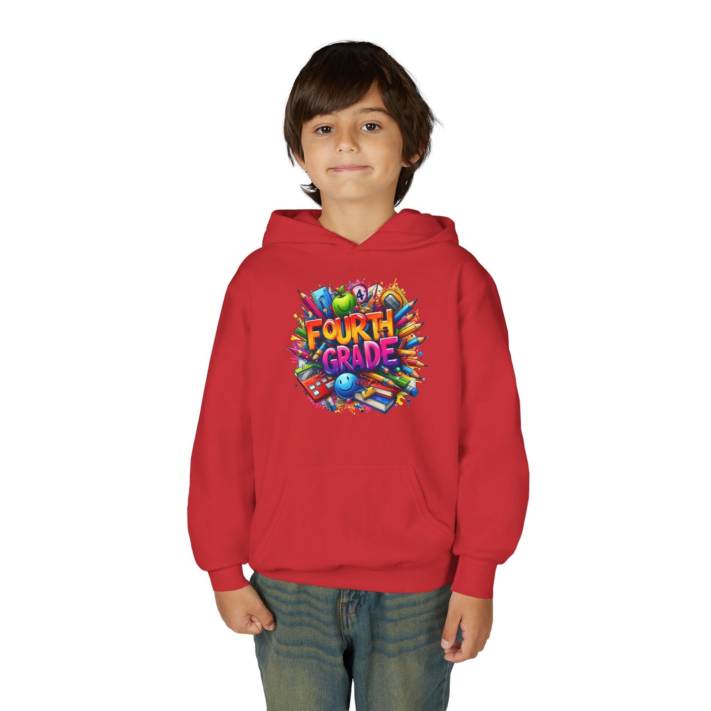 Fourth Grade Youth Hoodie — Colorful Back-to-School Kids Sweatshirt
