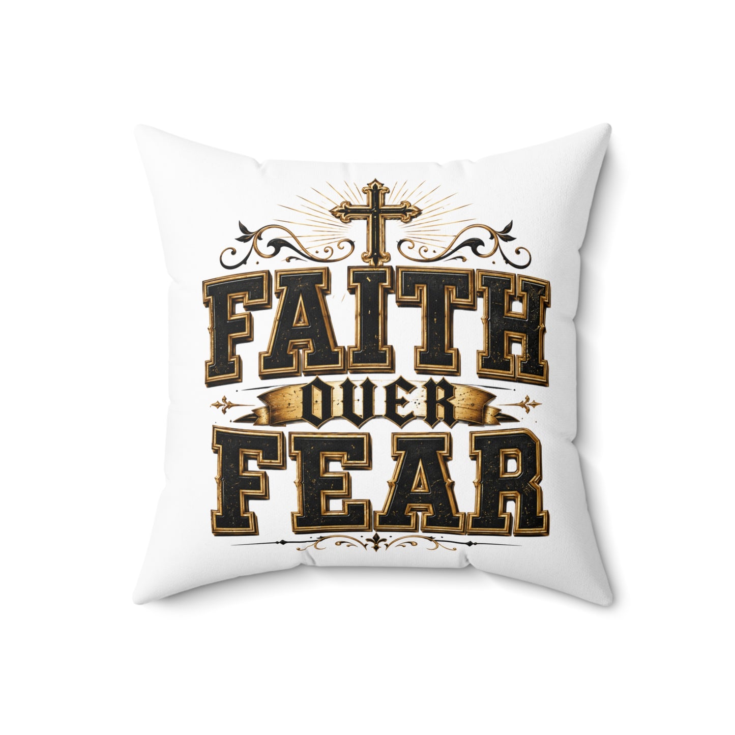 Faith Over Fear Decorative Pillow — Inspirational Christian Accent Cushion