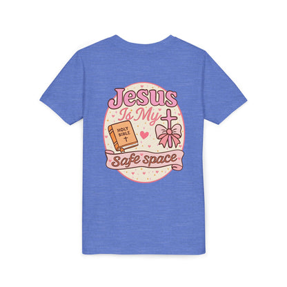 Youth Tee — "Jesus Is My Safe Space" Christian Kids T-Shirt