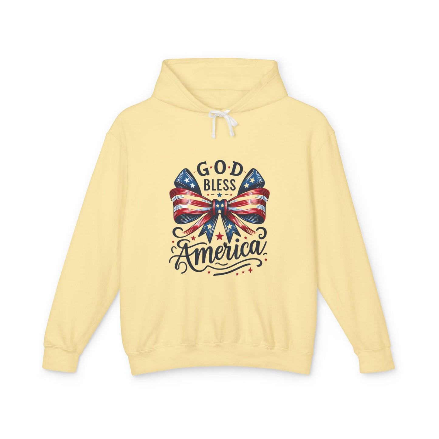 God Bless America Patriotic Hoodie – American Flag Bow Fourth of July Sweatshirt
