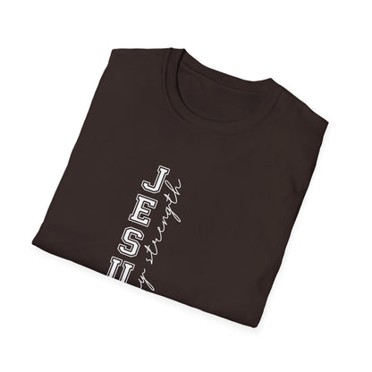 Jesus Strength Vertical Script T-Shirt