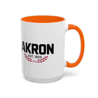 Akron Est. 1825 Accent Coffee Mug — Vintage City Pride Ceramic Mug