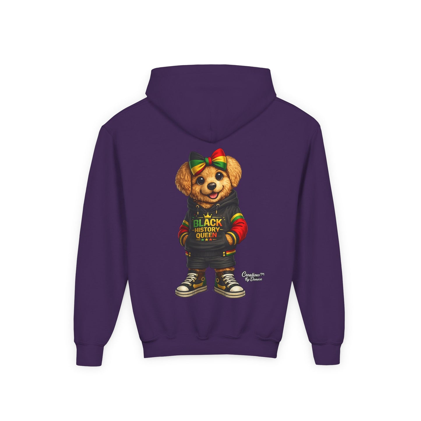 Youth Hoodie — Rasta Bear "Black History Greatness" Kids Pullover