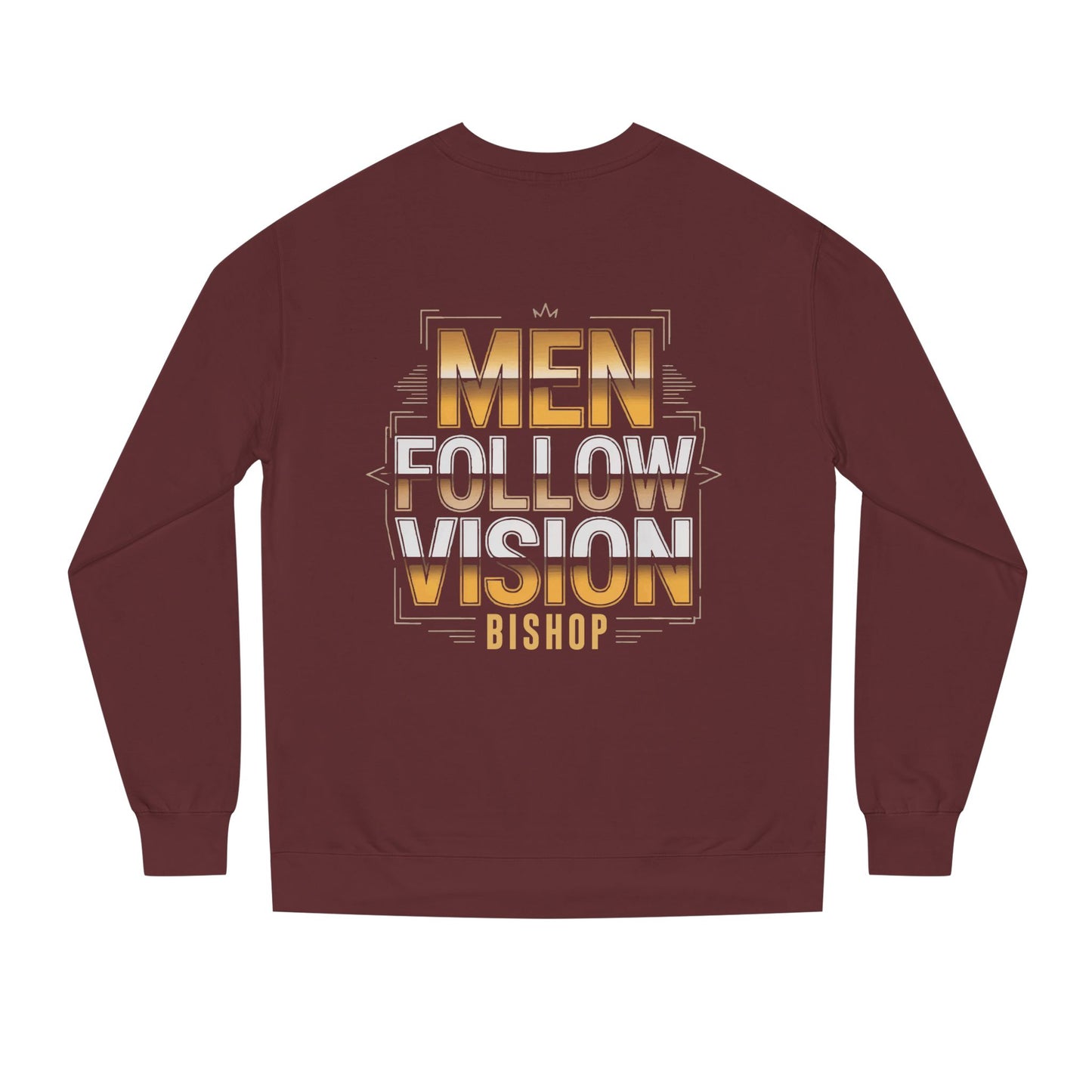 Men Follow Vision Bishop Crewneck Sweatshirt — Inspirational Faith Graphic
