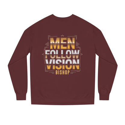 Men Follow Vision Bishop Crewneck Sweatshirt — Inspirational Faith Graphic