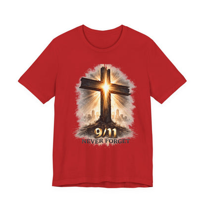 9/11 Never Forget T‑Shirt - Cross Memorial Tee