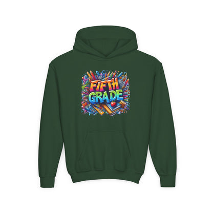 Fifth Grade Kids Hoodie - Colorful School Supplies Back-to-School Sweatshirt