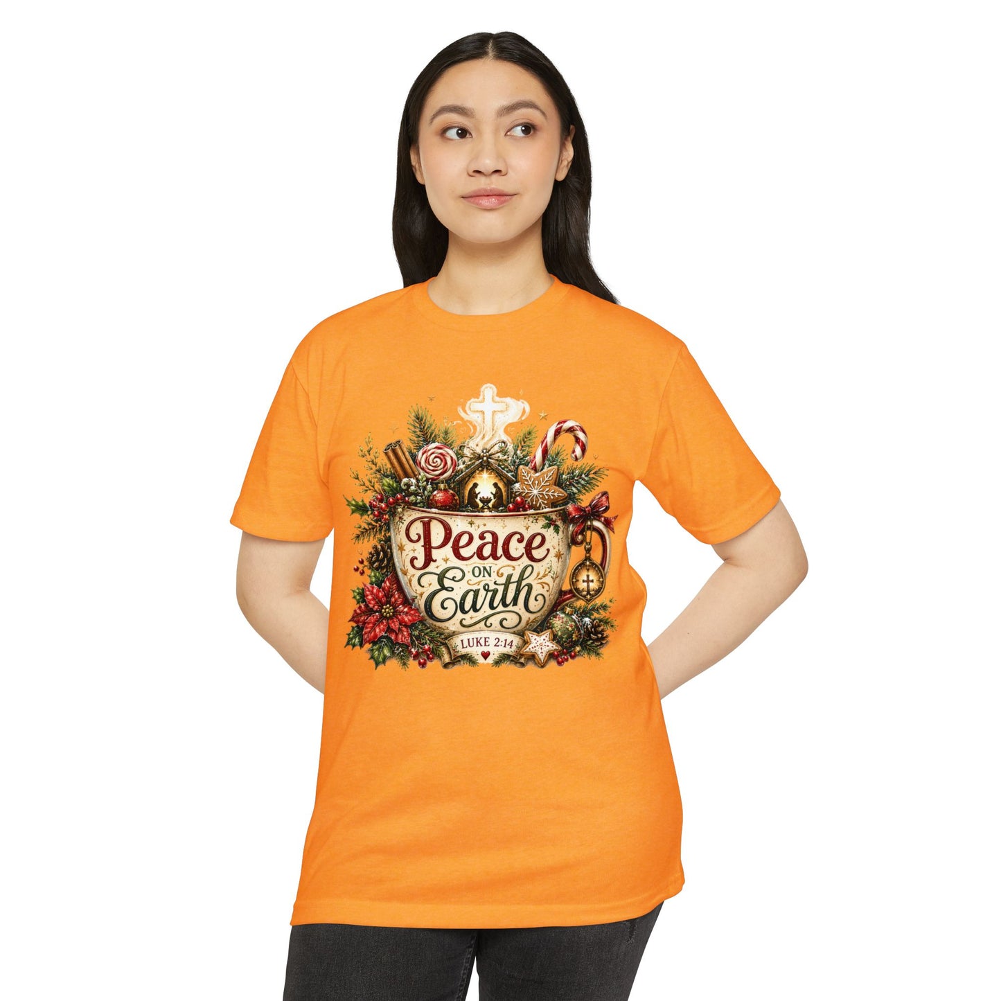Peace on Earth Christmas T-shirt — Luke 2:14 Nativity Holiday Tee
