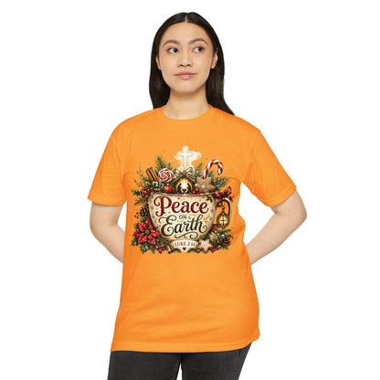 Peace on Earth Christmas T-shirt — Luke 2:14 Nativity Holiday Tee