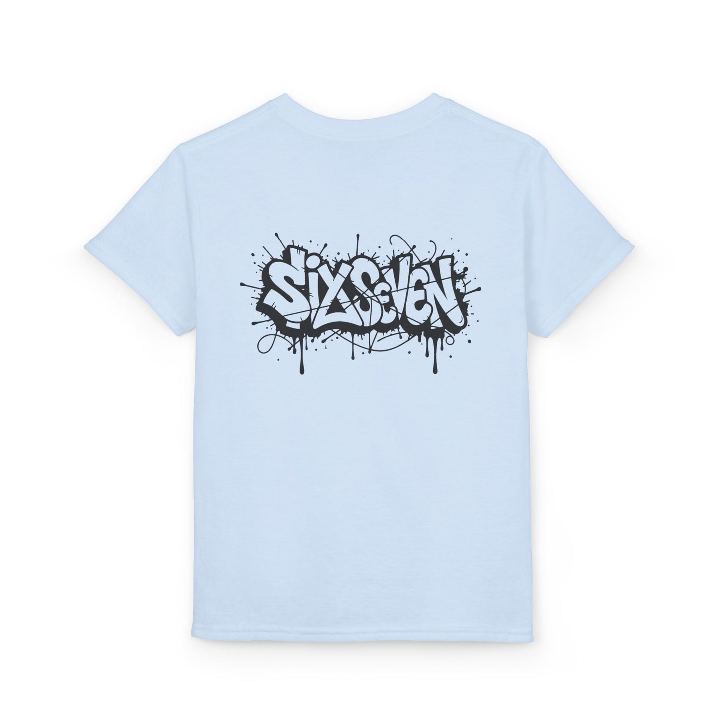 Youth T-Shirt — 'SixxSeven' Black Graffiti Drip Streetwear Tee