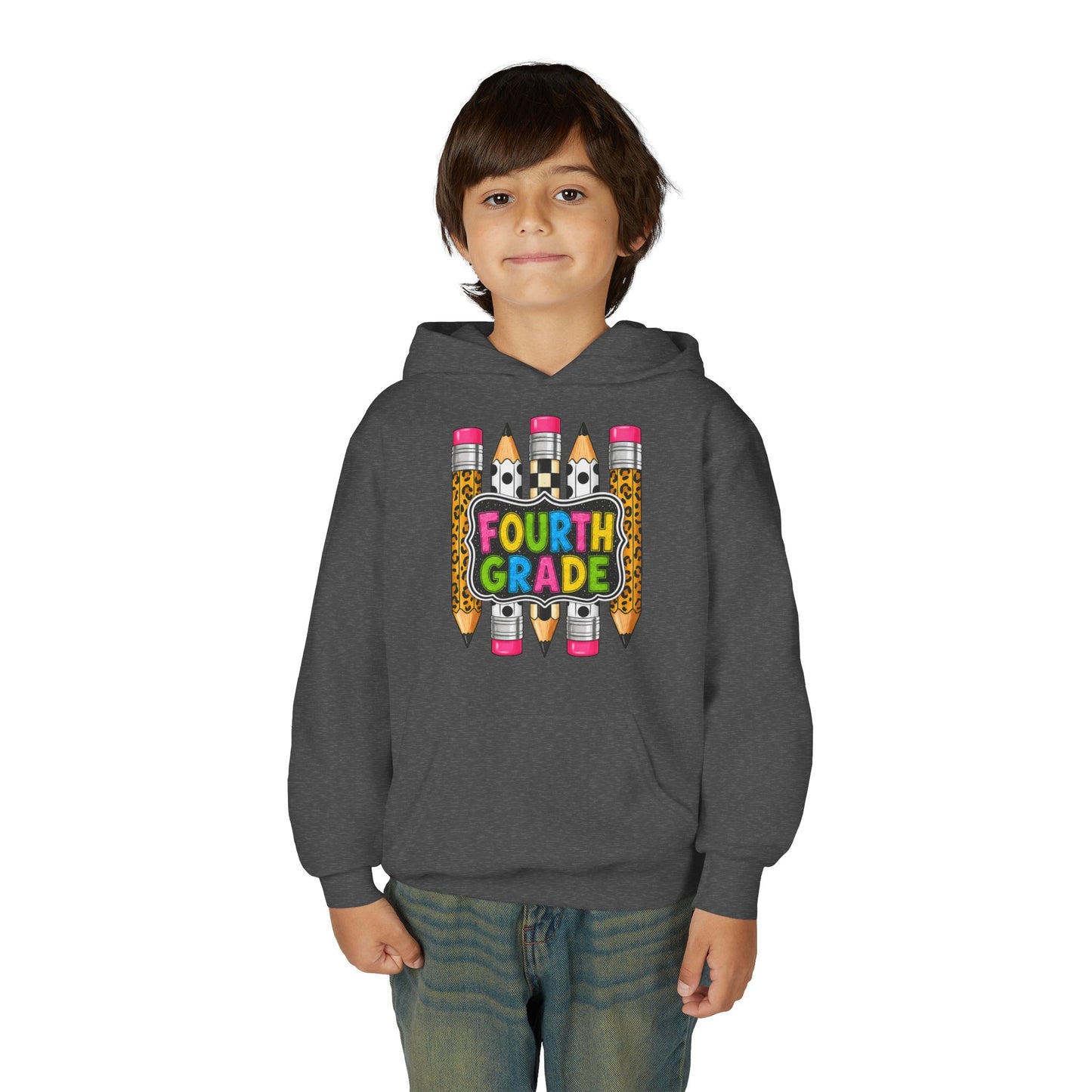 Fourth Grade Kids Hoodie — Colorful Pencil School Sweatshirt