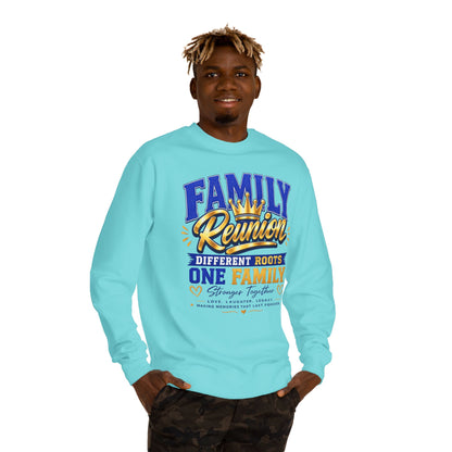 Family Reunion Crewneck Sweatshirt — "Different Roots, One Family" Graphic