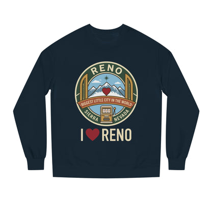 I  Reno Sweatshirt — Vintage Reno Nevada Mountain Badge Crewneck