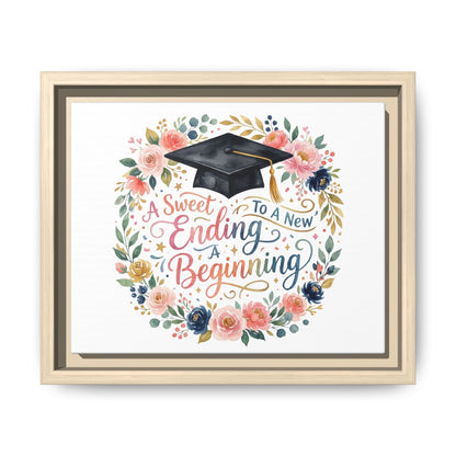 Graduation Canvas Print – “A Sweet Ending to a New Beginning” Framed Wall Art