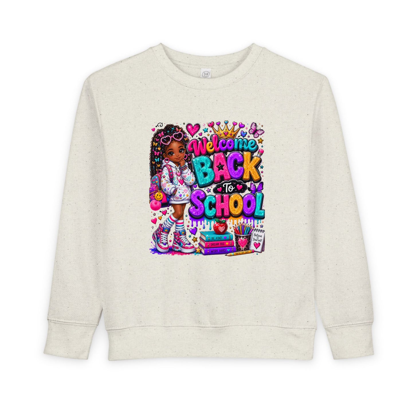 Welcome Back to School Toddler Sweatshirt — Cute African American Girl School Outfit
