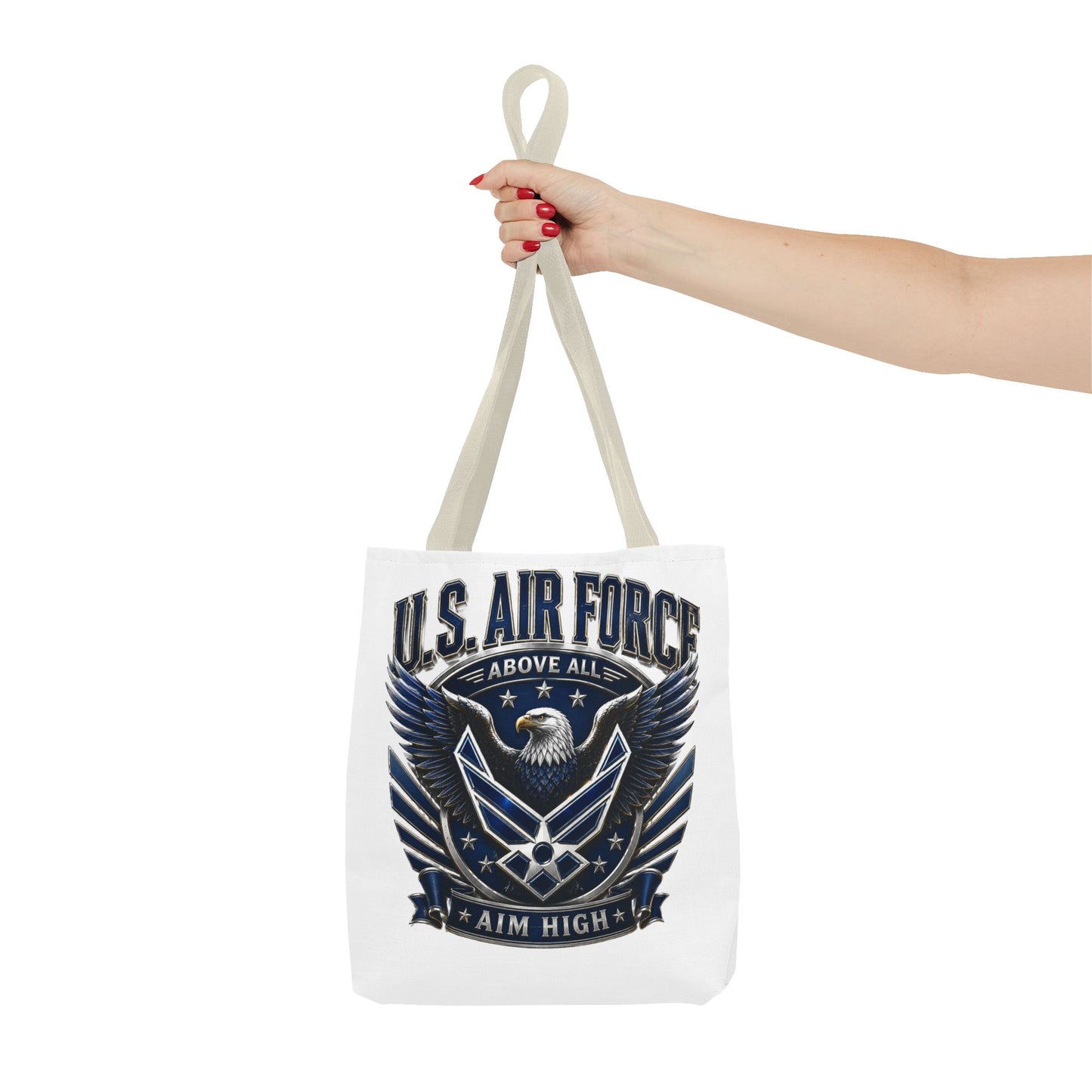 U.S. Air Force Eagle Tote Bag - "Aim High" Military Canvas Tote
