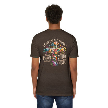 Christian Cross T‑Shirt — “I Can Do All Things Through Christ” Inspirational Tee