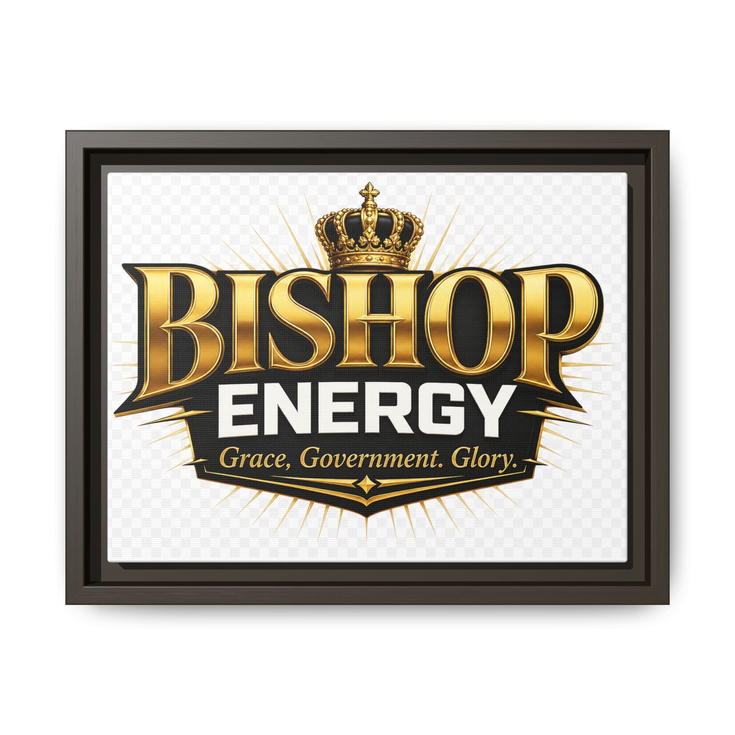 Framed Canvas Art - "Bishop Energy" Gold Crown Logo (Matte)