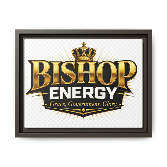 Framed Canvas Art - "Bishop Energy" Gold Crown Logo (Matte)