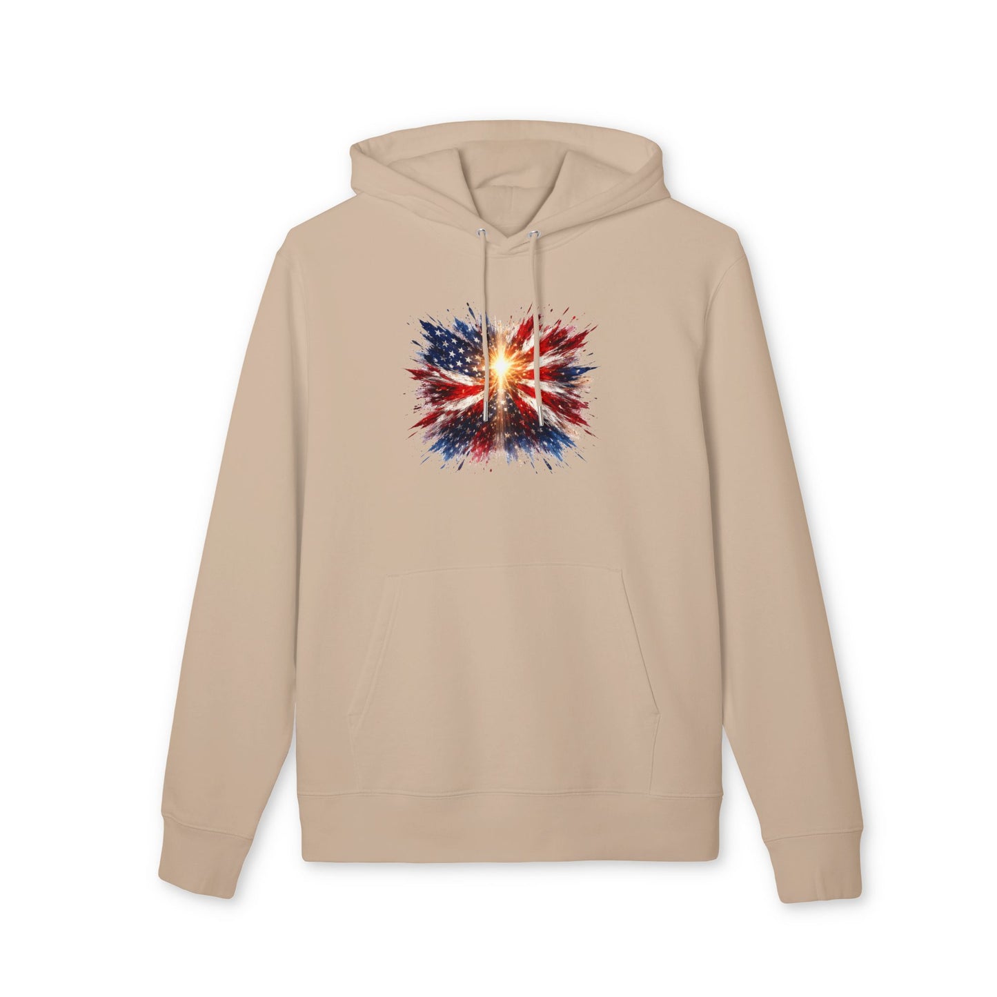 American Flag Explosion Hoodie — Patriotic Firework Pullover