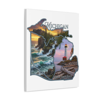 Michigan Scenic Canvas Print — Great Lakes Lighthouse Wall Art