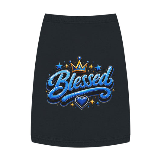 Blessed Pet Tank Top - Blue Crown & Heart Puppy Shirt