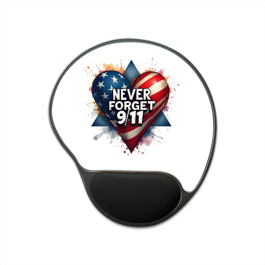 Never Forget 9/11 Patriotic Heart Mouse Pad with Wrist Rest