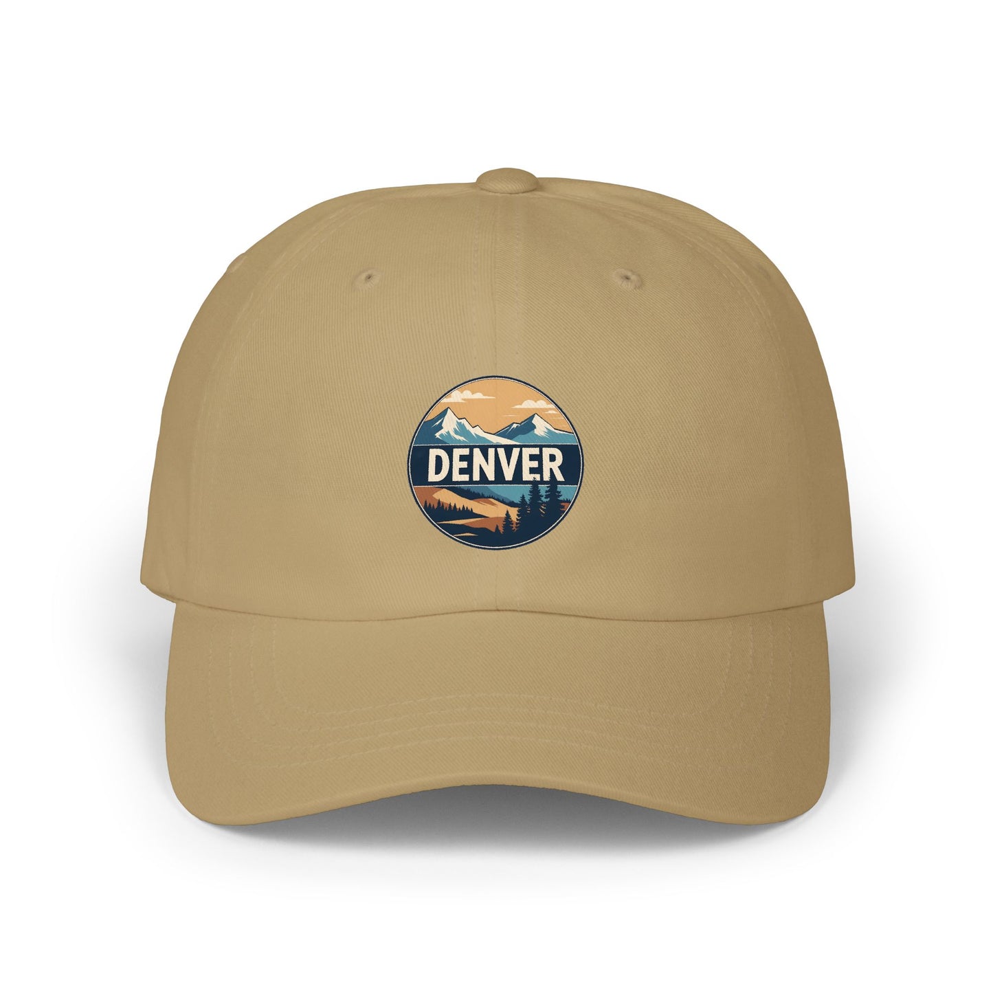 Denver Mountain Dad Cap - Vintage Landscape Embroidered Baseball Hat