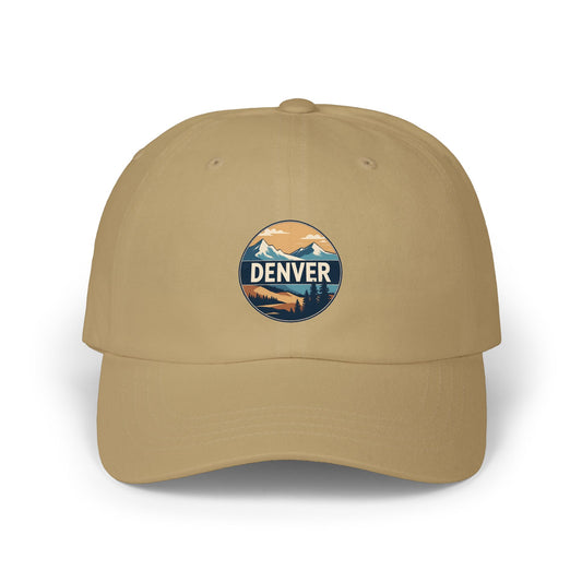 Denver Mountain Dad Cap - Vintage Landscape Embroidered Baseball Hat
