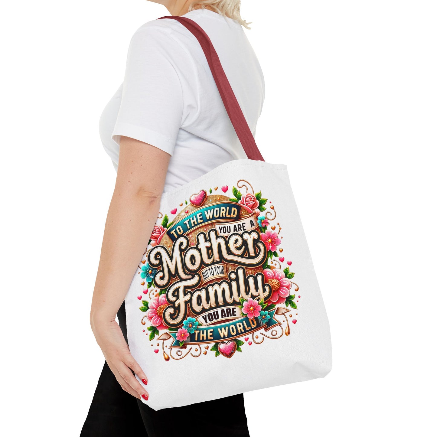 Mother & Family Floral Tote Bag — "To the world you are a Mother" Gift Tote