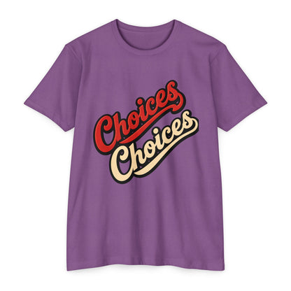 Choices Script T-Shirt — Retro Double-Word Graphic Tee