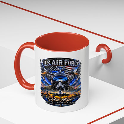 U.S. Air Force Eagle Coffee Mug — "Aim High" Accent 11/15oz
