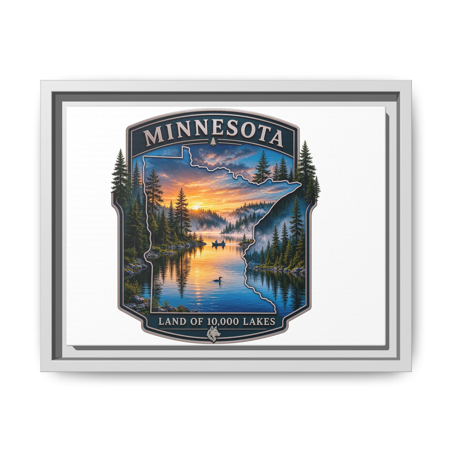 Minnesota Lakes Matte Canvas Print (Framed) — 'Land of 10,000 Lakes' Scenic Wall Art