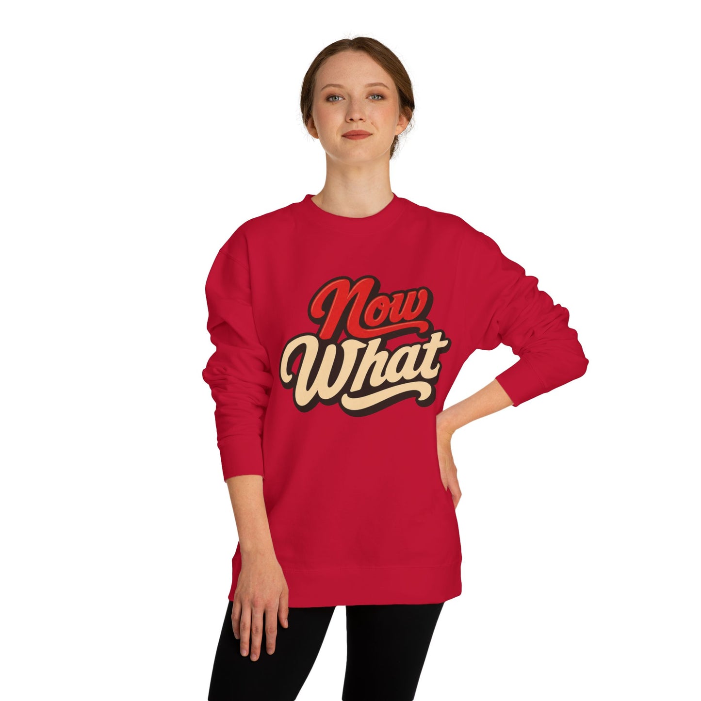 Now What Crewneck Sweatshirt — Retro Script Graphic Pullover