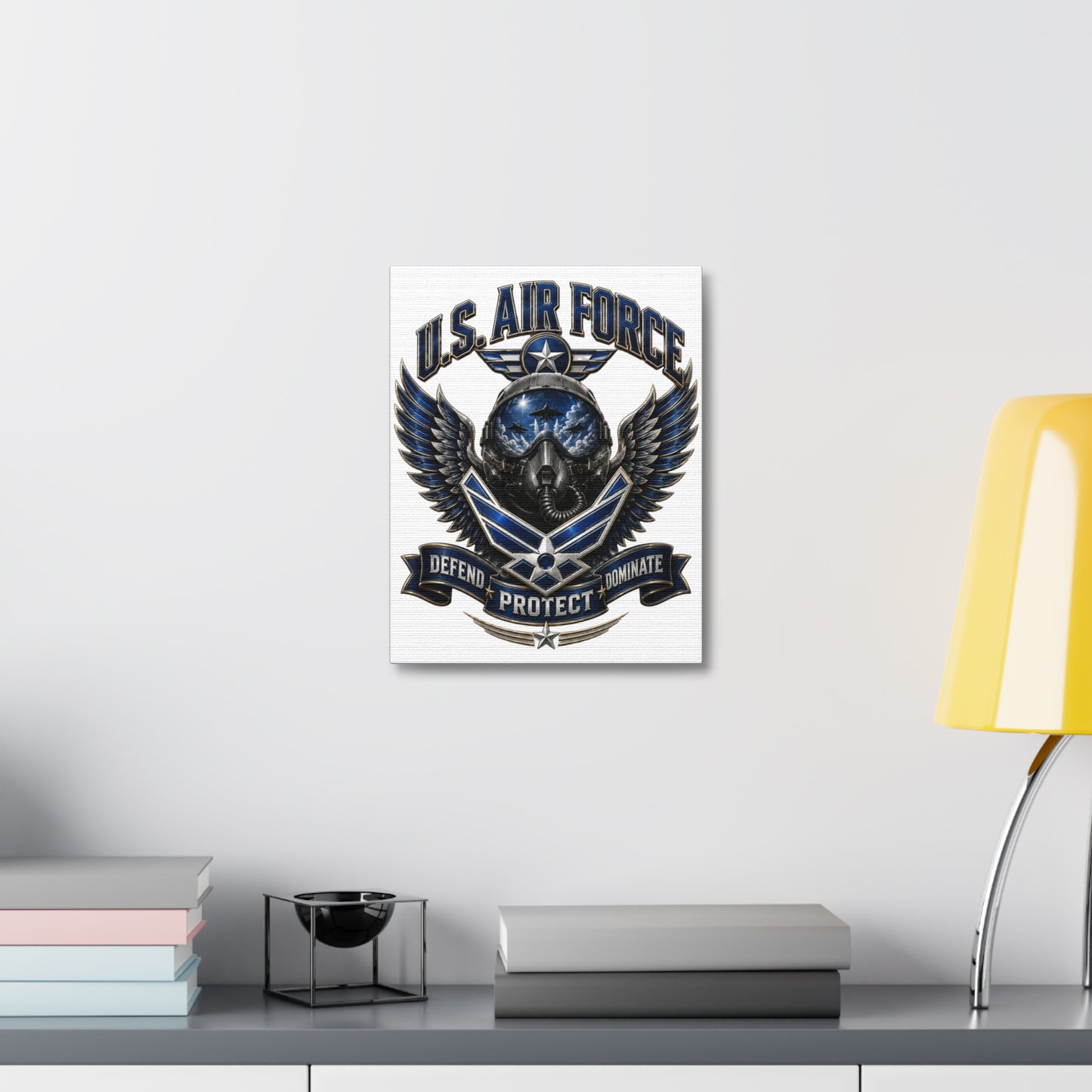 U.S. Air Force Canvas Wall Art – "Defend Protect Dominate" Military Aviation Stretched Canvas