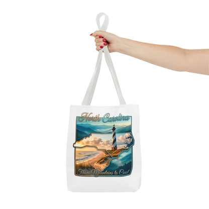 North Carolina Lighthouse Tote Bag — "From Mountains to Coast" Scenic Beach Tote
