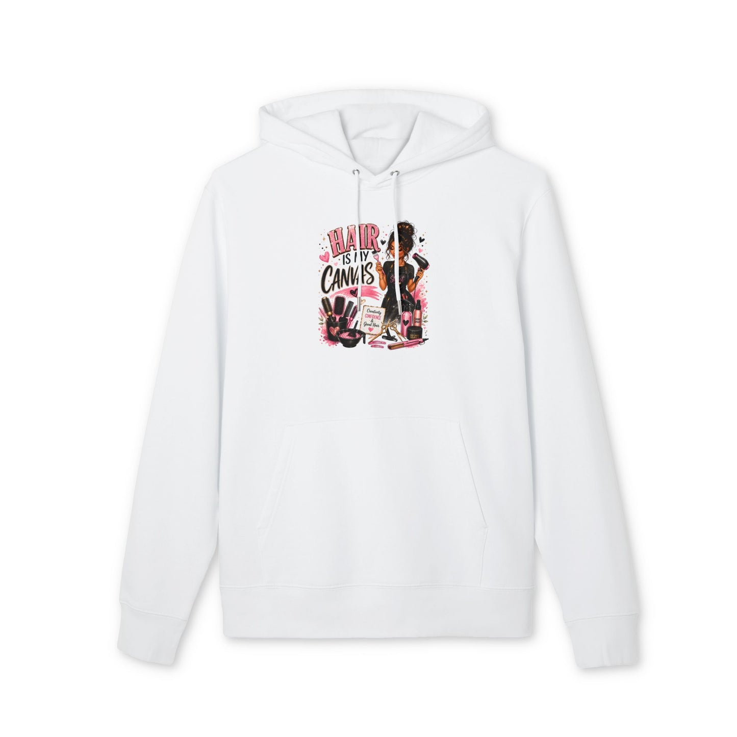 Hair Is My Canvas Hoodie — Black Beauty Salon Graphic Pullover