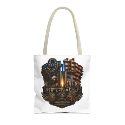 9/11 Memorial Tote Bag — "We Will Never Forget" Patriotic Tribute