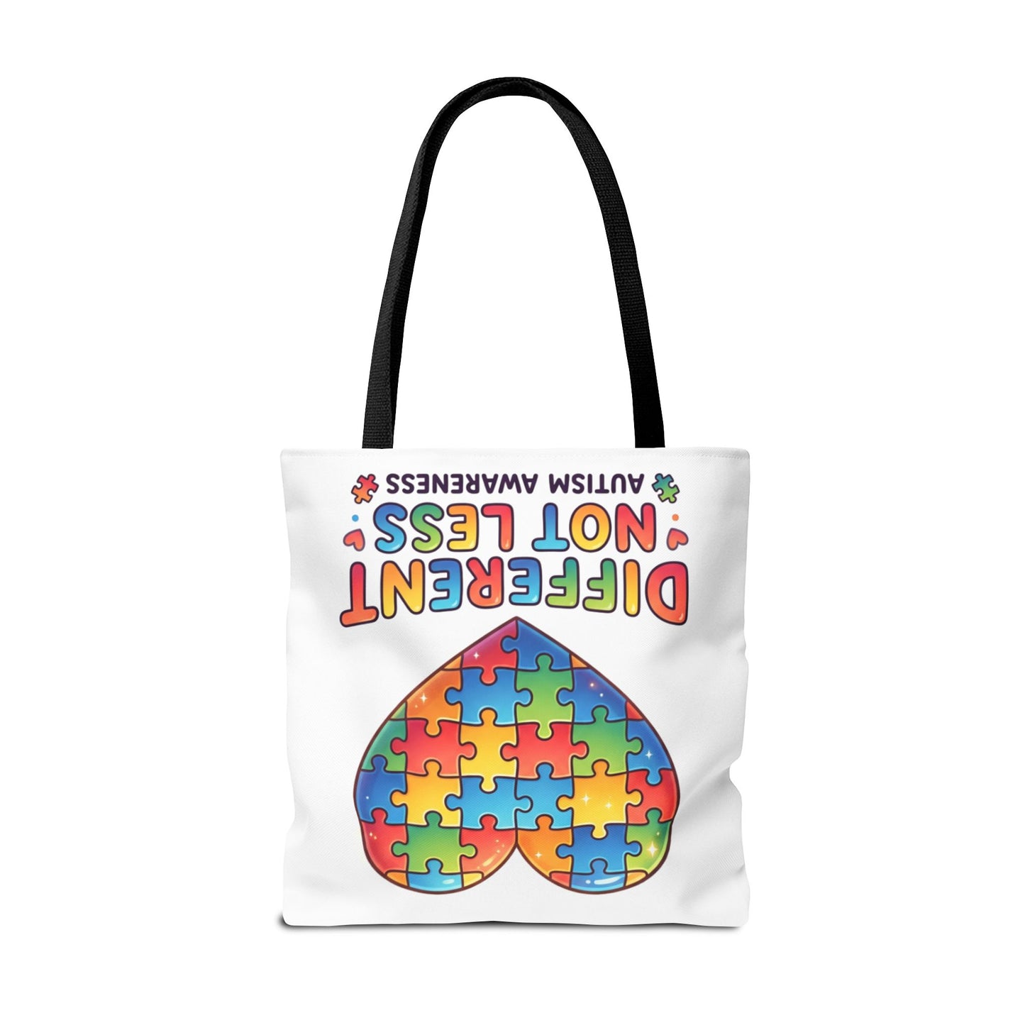 Autism Awareness Tote Bag — "Different Not Less" Puzzle Heart