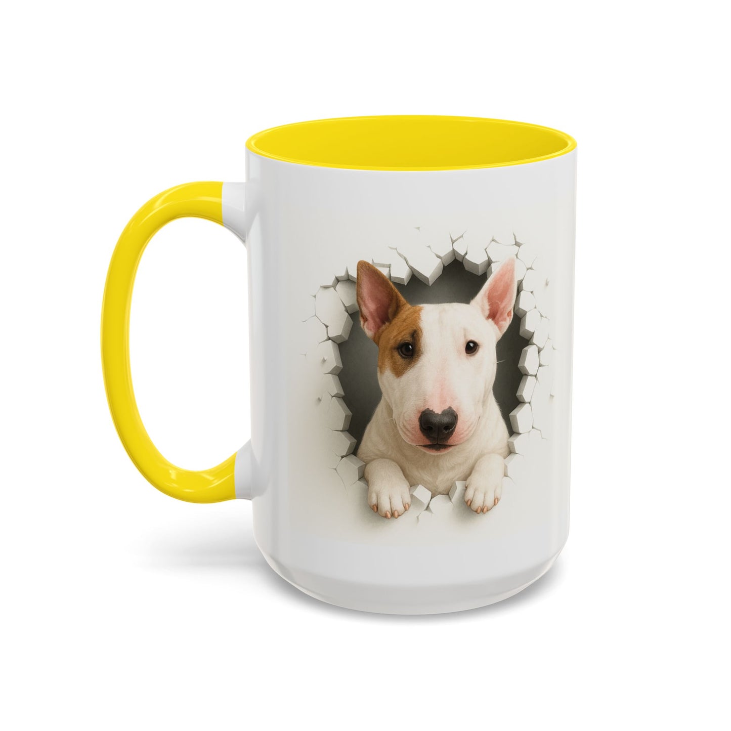 Bull Terrier Coffee Mug — Cute Dog Peeking Accent Mug (11/15oz)