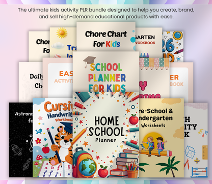 Ultimate Kids Activity PLR Bundle | Editable Canva Printable Worksheets, Games & Learning Pack for Kids