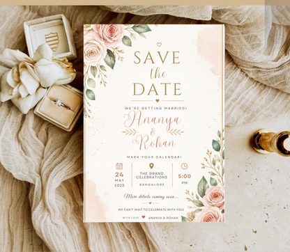 Save the Date Invitation Template | Editable Canva Wedding Save the Date Card Printable & Digital