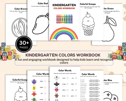 Kindergarten Colors Workbook | Printable Color Recognition & Learning Activities for Kids